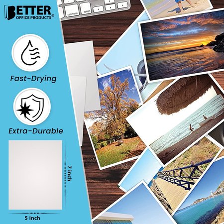 Better Office Products Glossy Photo Paper, 5 x 7 Inch, 50 Sheets, 200 gsm, 50PK 32206